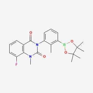 molecular formula C22H24BFN2O4 B3244924 8-Fluoro-1-methyl-3-[2-methyl-3-(4,4,5,5-tetramethyl-1,3,2-dioxaborolan-2-yl)phenyl]-1,2,3,4-tetrahydroquinazoline-2,4-dione CAS No. 1643446-66-5