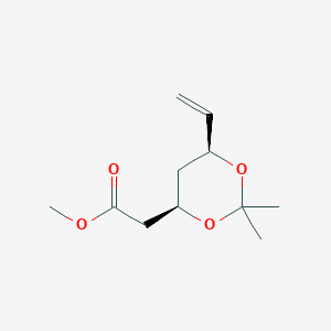 molecular formula C11H18O4 B3244961 methyl (4R,6S)-6-ethenyl-2,2-dimethyl-1,3-dioxane-4-acetate CAS No. 164576-44-7