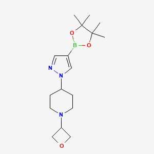 molecular formula C17H28BN3O3 B3245019 Piperidine, 1-(3-oxetanyl)-4-[4-(4,4,5,5-tetramethyl-1,3,2-dioxaborolan-2-yl)-1H-pyrazol-1-yl]- CAS No. 1650548-70-1