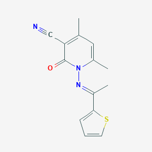 molecular formula C14H13N3OS B324506 4,6-Dimethyl-2-oxo-1-{[1-(2-thienyl)ethylidene]amino}-1,2-dihydro-3-pyridinecarbonitrile 