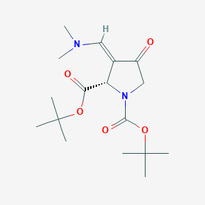 molecular formula C17H28N2O5 B3245160 1,2-Pyrrolidinedicarboxylic acid, 3-[(dimethylamino)methylene]-4-oxo-, bis(1,1-dimethylethyl) ester, [S-(E)]- CAS No. 166410-06-6