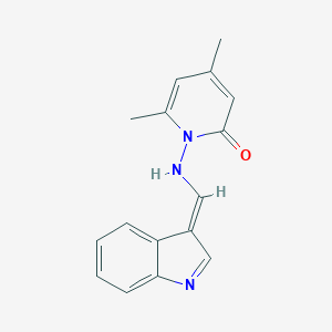 molecular formula C16H15N3O B324522 1-[[(E)-indol-3-ylidenemethyl]amino]-4,6-dimethylpyridin-2-one 