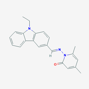 molecular formula C22H21N3O B324523 1-{[(9-ethyl-9H-carbazol-3-yl)methylene]amino}-4,6-dimethyl-2(1H)-pyridinone 
