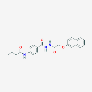 molecular formula C23H23N3O4 B324524 N-[4-({2-[(2-naphthyloxy)acetyl]hydrazino}carbonyl)phenyl]butanamide 