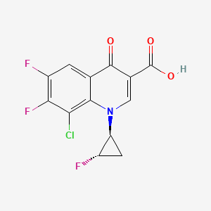 molecular formula C13H7ClF3NO3 B3245241 3-Quinolinecarboxylic acid, 8-chloro-6,7-difluoro-1-(2-fluorocyclopropyl)-1,4-dihydro-4-oxo-, (1S-trans)-(9CI) CAS No. 167073-15-6