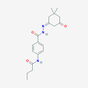 molecular formula C19H25N3O3 B324526 N-(4-{[2-(3,3-dimethyl-5-oxocyclohexylidene)hydrazino]carbonyl}phenyl)butanamide 