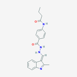 molecular formula C21H22N4O2 B324528 N-[4-[[[(E)-(2-methylindol-3-ylidene)methyl]amino]carbamoyl]phenyl]butanamide 