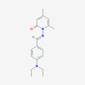molecular formula C18H23N3O B324543 1-{[4-(diethylamino)benzylidene]amino}-4,6-dimethyl-2(1H)-pyridinone 