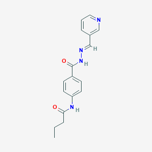 molecular formula C17H18N4O2 B324546 N-(4-{[2-(3-pyridinylmethylene)hydrazino]carbonyl}phenyl)butanamide 