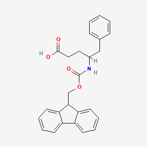 molecular formula C26H25NO4 B3245467 4-(9H-fluoren-9-ylmethoxycarbonylamino)-5-phenylpentanoic acid CAS No. 1691861-88-7