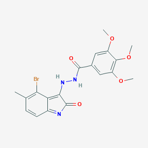 molecular formula C19H18BrN3O5 B324550 N'-(4-bromo-5-methyl-2-oxoindol-3-yl)-3,4,5-trimethoxybenzohydrazide 