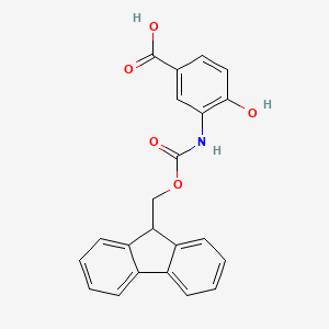 molecular formula C22H17NO5 B3245525 3-(9H-Fluoren-9-ylmethoxycarbonylamino)-4-hydroxy-benzoic acid CAS No. 1694923-46-0