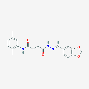 molecular formula C20H21N3O4 B324558 4-[2-(1,3-benzodioxol-5-ylmethylene)hydrazino]-N-(2,5-dimethylphenyl)-4-oxobutanamide 