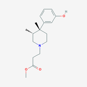 molecular formula C17H25NO3 B3245603 3-[4-(3-Hydroxy-phenyl)-3,4-dimethyl-piperidin-1-yl]-propionic acid methyl ester CAS No. 170098-39-2