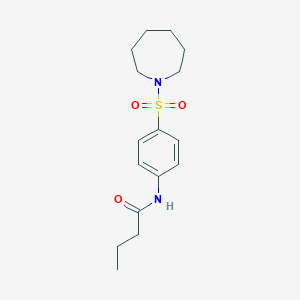 molecular formula C16H24N2O3S B324567 N-[4-(1-azepanylsulfonyl)phenyl]butanamide 