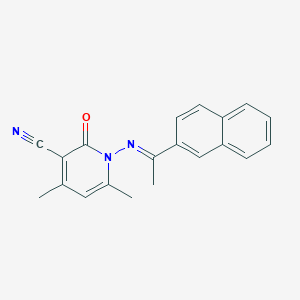 molecular formula C20H17N3O B324572 4,6-dimethyl-1-{[(1E)-1-(2-naphthyl)ethylidene]amino}-2-oxo-1,2-dihydropyridine-3-carbonitrile 