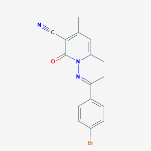 molecular formula C16H14BrN3O B324573 1-{[(1E)-1-(4-bromophenyl)ethylidene]amino}-4,6-dimethyl-2-oxo-1,2-dihydropyridine-3-carbonitrile 