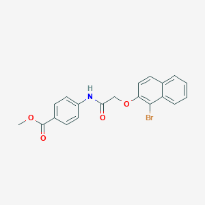 molecular formula C20H16BrNO4 B324580 Methyl 4-({[(1-bromo-2-naphthyl)oxy]acetyl}amino)benzoate 