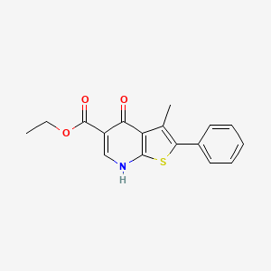 molecular formula C17H15NO3S B3246024 Ethyl 4-hydroxy-3-methyl-2-phenylthieno[2,3-b]pyridine-5-carboxylate CAS No. 174072-80-1