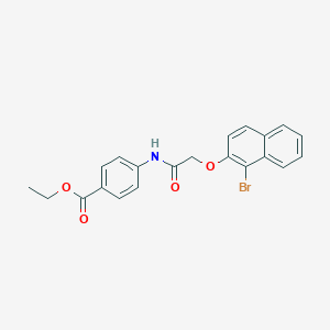 molecular formula C21H18BrNO4 B324604 Ethyl 4-({[(1-bromo-2-naphthyl)oxy]acetyl}amino)benzoate 