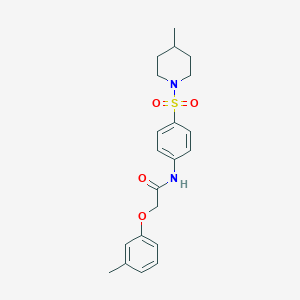 molecular formula C21H26N2O4S B324623 2-(3-methylphenoxy)-N-{4-[(4-methylpiperidin-1-yl)sulfonyl]phenyl}acetamide 