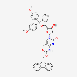 molecular formula C46H43N3O8 B3246244 9H-Fluoren-9-ylmethyl N-[1-[(2R,4S,5R)-5-[[bis(4-methoxyphenyl)-phenylmethoxy]methyl]-4-hydroxyoxolan-2-yl]-5-methyl-2-oxopyrimidin-4-yl]carbamate CAS No. 176755-86-5