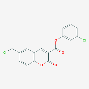 2h-1-Benzopyran-3-carboxylic acid, 6-(chloromethyl)-2-oxo-, 3-chlorophenyl ester