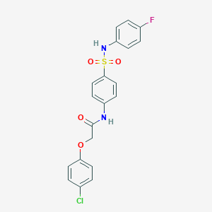 molecular formula C20H16ClFN2O4S B324637 2-(4-chlorophenoxy)-N-{4-[(4-fluoroanilino)sulfonyl]phenyl}acetamide 