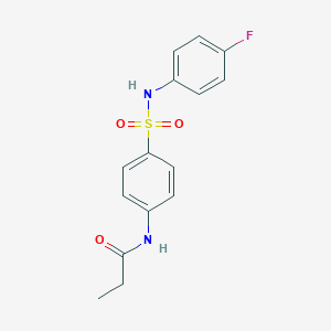 molecular formula C15H15FN2O3S B324640 N-(4-{[(4-fluorophenyl)amino]sulfonyl}phenyl)propanamide 