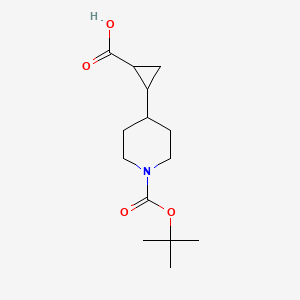 molecular formula C14H23NO4 B3246406 2-{1-[(Tert-butoxy)carbonyl]piperidin-4-yl}cyclopropane-1-carboxylic acid CAS No. 1781383-08-1