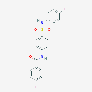 molecular formula C19H14F2N2O3S B324642 Benzamide, 4-fluoro-N-[4-(4-fluorophenylsulfamoyl)phenyl]- 
