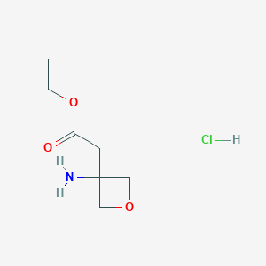 molecular formula C7H14ClNO3 B3246426 盐酸 2-(3-氨基氧杂环丁烷-3-基)乙酸乙酯 CAS No. 1782045-68-4