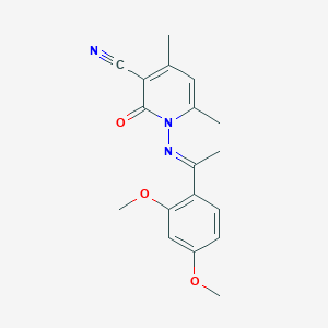 molecular formula C18H19N3O3 B324646 1-{[(1E)-1-(2,4-dimethoxyphenyl)ethylidene]amino}-4,6-dimethyl-2-oxo-1,2-dihydropyridine-3-carbonitrile 