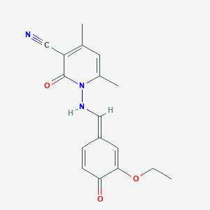 molecular formula C17H17N3O3 B324647 1-[[(E)-(3-ethoxy-4-oxocyclohexa-2,5-dien-1-ylidene)methyl]amino]-4,6-dimethyl-2-oxopyridine-3-carbonitrile 