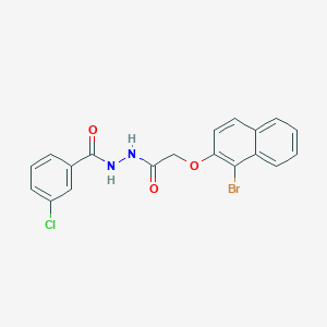 molecular formula C19H14BrClN2O3 B324649 N'-{[(1-bromo-2-naphthyl)oxy]acetyl}-3-chlorobenzohydrazide 