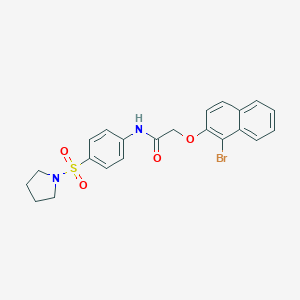 molecular formula C22H21BrN2O4S B324651 2-[(1-bromo-2-naphthyl)oxy]-N-[4-(1-pyrrolidinylsulfonyl)phenyl]acetamide 