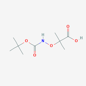 molecular formula C9H17NO5 B3246510 2-({[(Tert-butoxy)carbonyl]amino}oxy)-2-methylpropanoic acid CAS No. 1785364-49-9