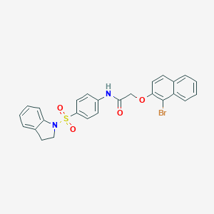 molecular formula C26H21BrN2O4S B324654 2-[(1-bromo-2-naphthyl)oxy]-N-[4-(2,3-dihydro-1H-indol-1-ylsulfonyl)phenyl]acetamide 
