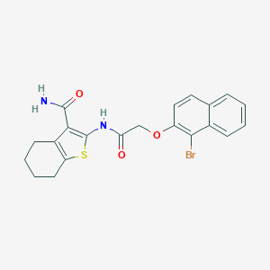 molecular formula C21H19BrN2O3S B324658 2-({[(1-Bromo-2-naphthyl)oxy]acetyl}amino)-4,5,6,7-tetrahydro-1-benzothiophene-3-carboxamide 