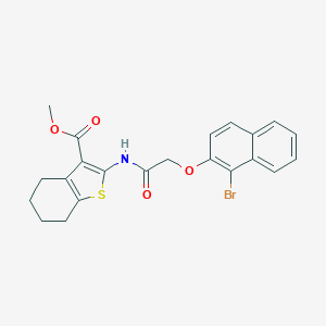 molecular formula C22H20BrNO4S B324659 Methyl 2-({[(1-bromo-2-naphthyl)oxy]acetyl}amino)-4,5,6,7-tetrahydro-1-benzothiophene-3-carboxylate 