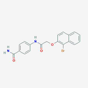 molecular formula C19H15BrN2O3 B324662 4-({[(1-Bromo-2-naphthyl)oxy]acetyl}amino)benzamide 