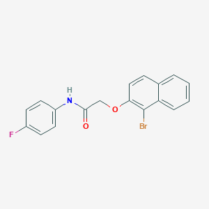 molecular formula C18H13BrFNO2 B324663 2-[(1-bromo-2-naphthyl)oxy]-N-(4-fluorophenyl)acetamide 