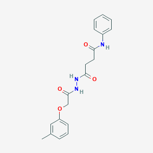 molecular formula C19H21N3O4 B324672 4-{2-[(3-methylphenoxy)acetyl]hydrazino}-4-oxo-N-phenylbutanamide 