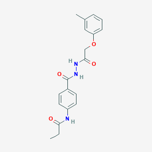 molecular formula C19H21N3O4 B324673 N-[4-({2-[(3-methylphenoxy)acetyl]hydrazino}carbonyl)phenyl]propanamide 