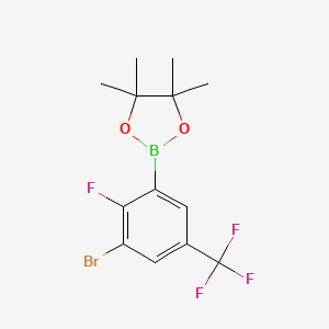 molecular formula C13H14BBrF4O2 B3246757 3-Bromo-2-fluoro-5-trifluoromethylphenylboronic acid pinacol ester CAS No. 1799485-19-0