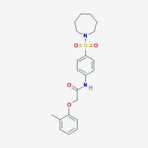 molecular formula C21H26N2O4S B324678 N-[4-(1-azepanylsulfonyl)phenyl]-2-(2-methylphenoxy)acetamide 