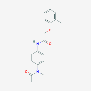 molecular formula C18H20N2O3 B324680 N-{4-[acetyl(methyl)amino]phenyl}-2-(2-methylphenoxy)acetamide 