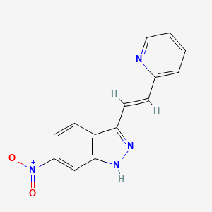 molecular formula C14H10N4O2 B3246805 (E)-6-Nitro-3-(2-(pyridin-2-yl)vinyl)-1H-indazole CAS No. 1800295-32-2