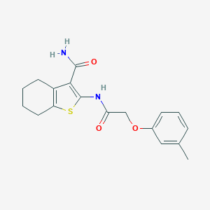 molecular formula C18H20N2O3S B324685 2-{[(3-Methylphenoxy)acetyl]amino}-4,5,6,7-tetrahydro-1-benzothiophene-3-carboxamide 