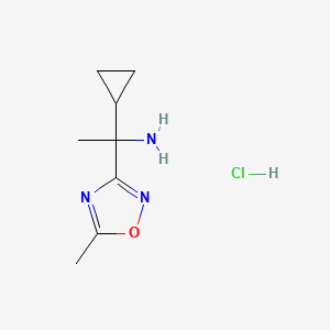 molecular formula C8H14ClN3O B3246881 1-Cyclopropyl-1-(5-methyl-1,2,4-oxadiazol-3-yl)ethan-1-amine hydrochloride CAS No. 1803586-57-3